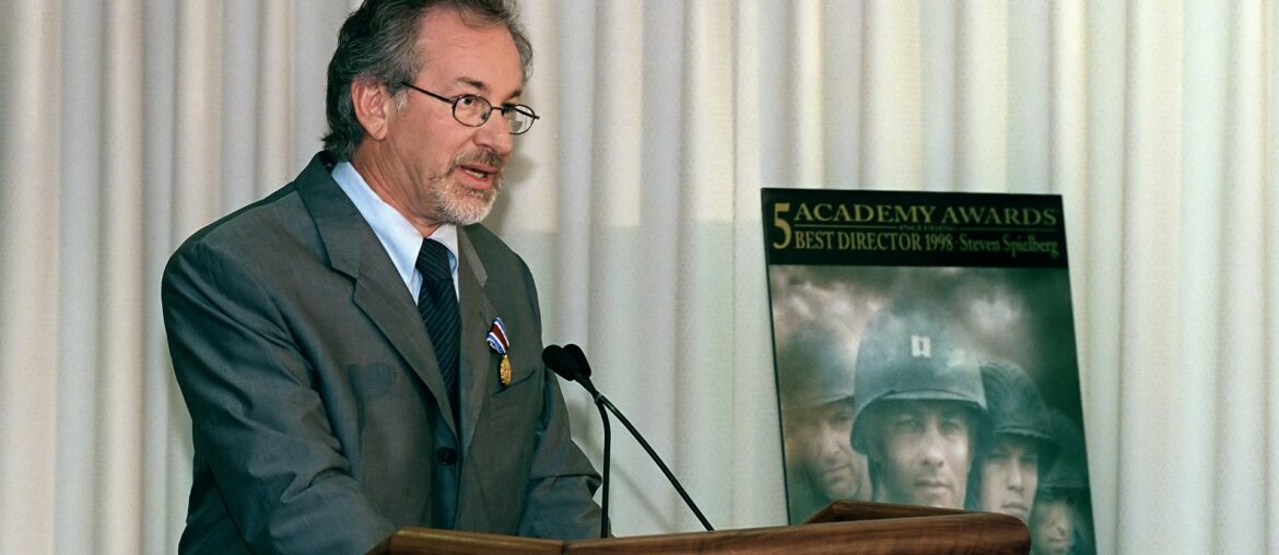 Steven Spielberg speaking to an audience