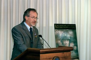 Steven Spielberg speaking to an audience